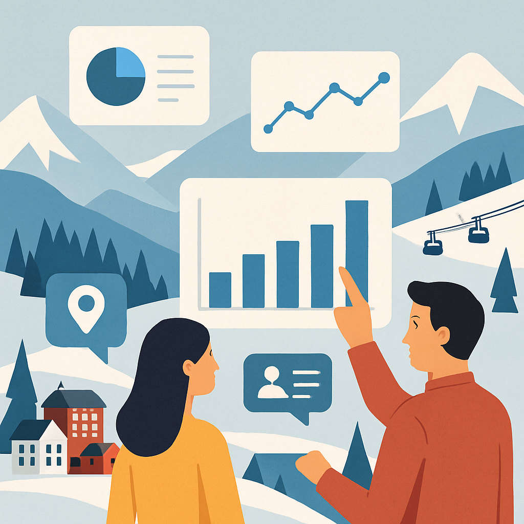 Aigerererad bild som visualiserar hur big data kan användas för destinationsutveckling.