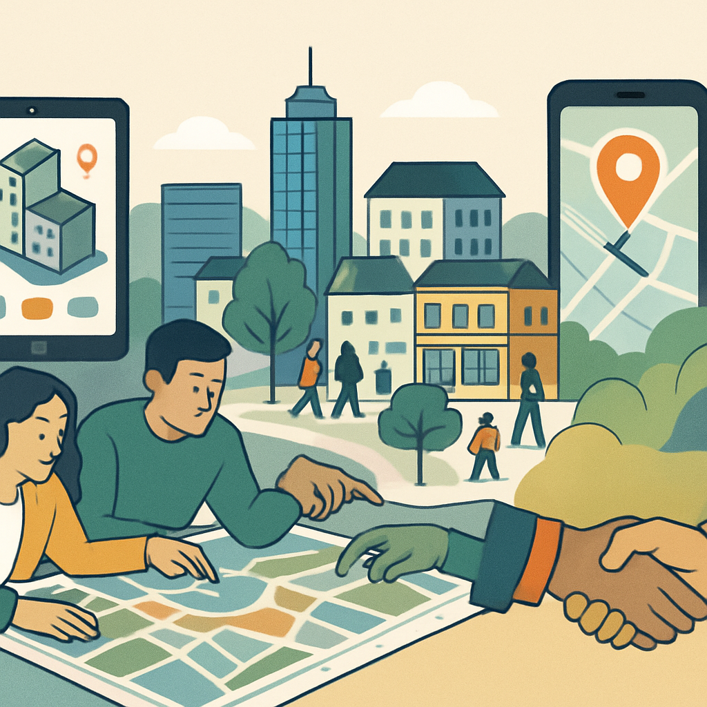 Bild visualiserar artikelns innehåll om platsdesign genom samskapande.